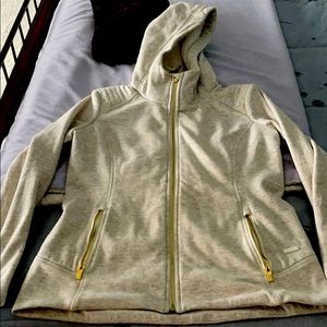 Athleta Luxe Stronger hoodie, heather oak, L